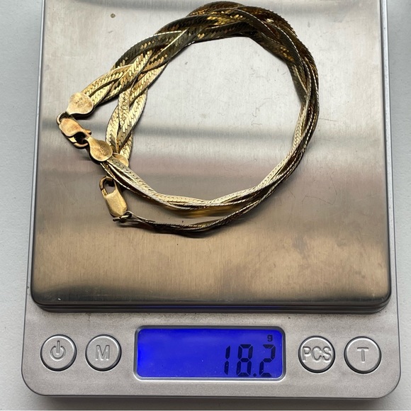 Milor 2 sterling silver & gold multi Braided Herringbone Bracelet set Italy - Picture 13 of 14